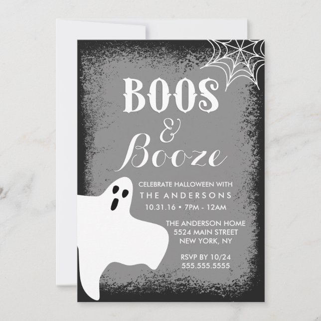 Boos und Booze-Halloween-Party Einladung (Vorderseite)