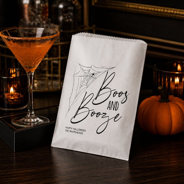 Boos und Booze-Halloween-Party Geschenktütchen (Raise a glass to spooky season with this playful “Boos and Booze” Halloween favor bag!)