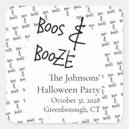 Boos und Booze Halloween-Party Minimal Quadratischer Aufkleber