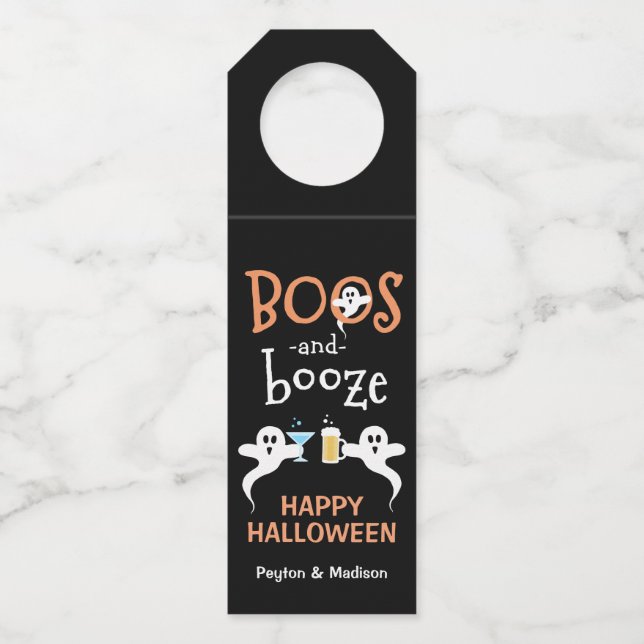Boos und Booze Halloween-Party Niedlich Ghost Brew Flaschenanhänger (Vorderseite)