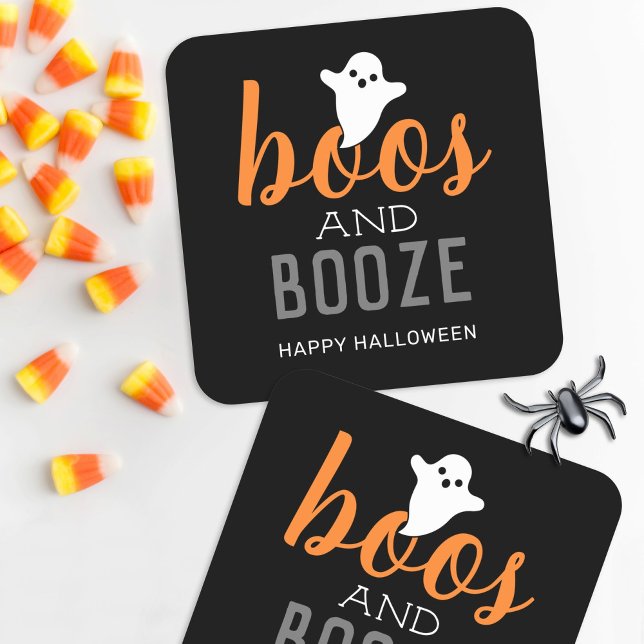 Boos und Booze-Halloween-Party Rechteckiger Pappuntersetzer (Von Creator hochgeladen)