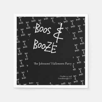 Boos und Booze Halloween-Party Schwarzweiß Serviette