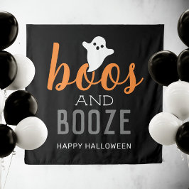 Boos und Booze-Halloween-Party-Zeichengabestation Wandteppich