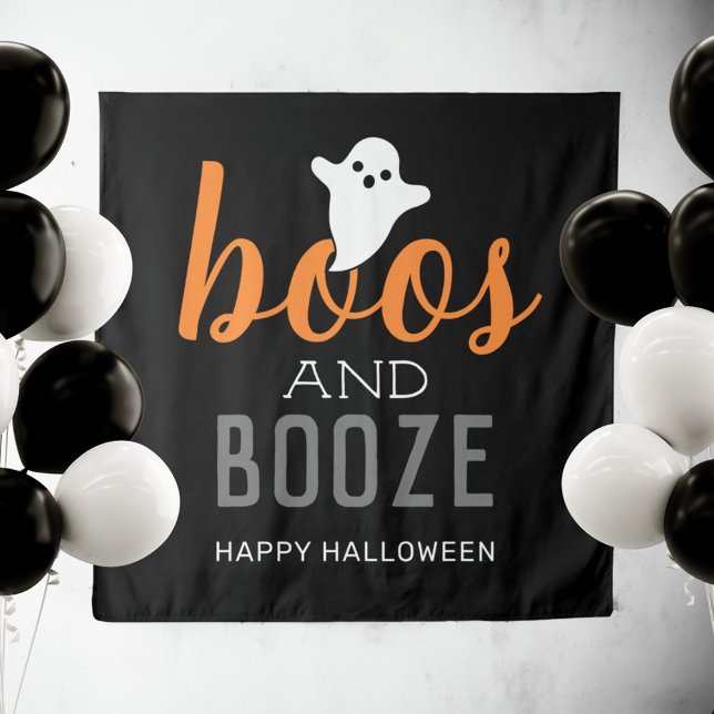 Boos und Booze-Halloween-Party-Zeichengabestation Wandteppich (Von Creator hochgeladen)