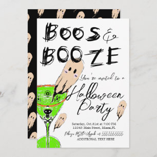 Boos und Booze Halloween Vintag Ghost Drink Einladung
