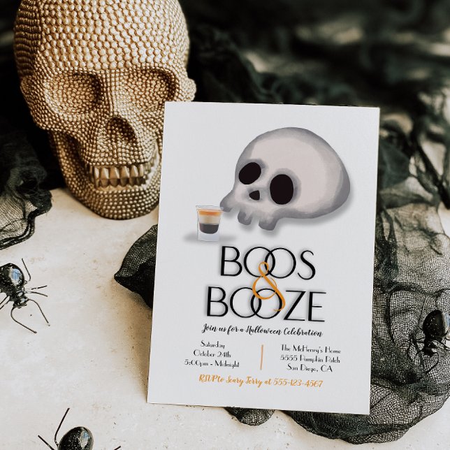 Boos und Booze Modernes Halloween-Party Einladung (Von Creator hochgeladen)