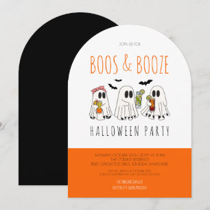 Boos und Booze Quote Ghost Adult Halloween-Party Einladung
