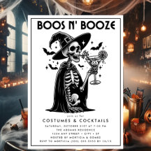 Boos und Booze Schwarz-weißes erwachsenes Hallowee