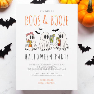 Boos und Booze Spooky Ghost Adult Halloween-Party Einladung