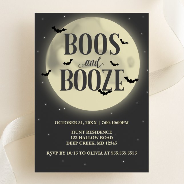 Boos und Booze Vollmond Halloween-Party Einladung (Von Creator hochgeladen)