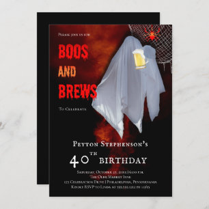 Boos und Brews Ghost Halloween 40. Geburtstags-Par Einladung