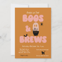 Boos und Brews Niedlich Halloween Einladung