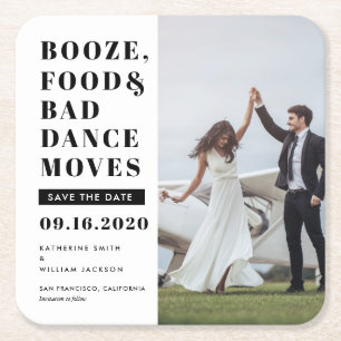 Boost Food Bad Dance bewegt sich Save the Date Fot Rechteckiger Pappuntersetzer