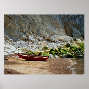 Boot am Strand von Alum Bay Poster