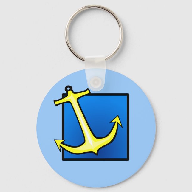 Boot Anchor Nautical Sailing Blue Einfach Schlüsselanhänger (Vorderseite)