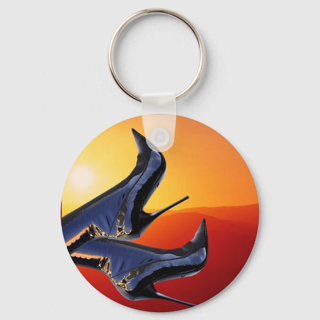 Boot Art with a Coloful Sunset Background Schlüsselanhänger (Vorderseite)