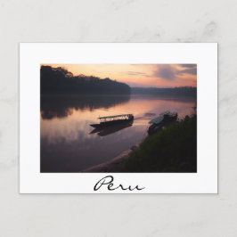 Boot auf dem Amazonas Fluss in Peru weiße Text Pos Postkarte