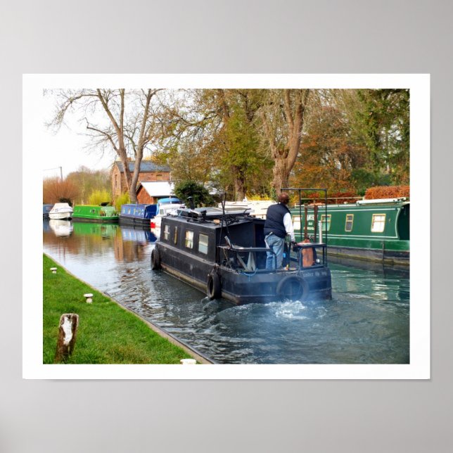 Boot auf dem Newbury Kanal Poster (Vorne)