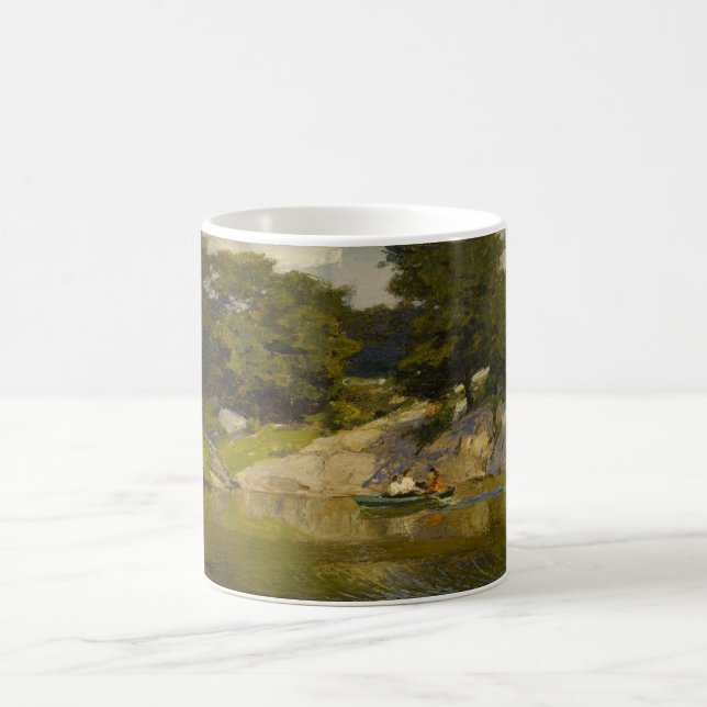 Boot auf einem See im Central Park (E.H. Potthast) Kaffeetasse (Mittel)