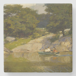 Boot auf einem See im Central Park (E.H. Potthast) Steinuntersetzer