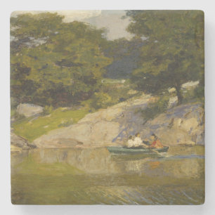 Boot auf einem See im Central Park (E.H. Potthast) Steinuntersetzer