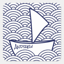 Boot auf Waves Square Sticker