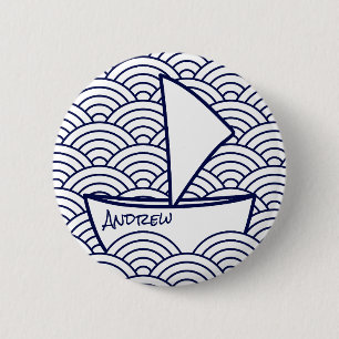 Boot auf Wellen-rundem Knopf Button