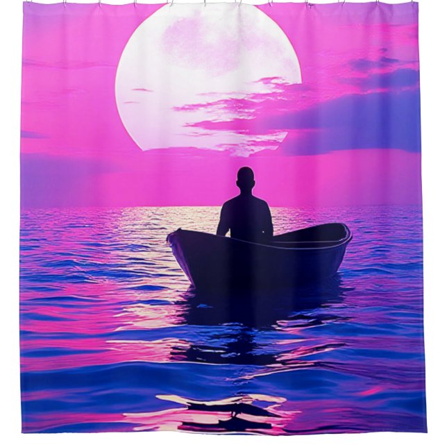 Boot bei Sonnenuntergang Duschvorhang (Vorderseite)