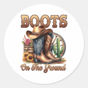 Boot Cowboy Western Cowgirl Linedance Runder Aufkleber