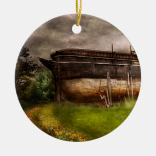 Boot - der Bau von Noahs Arche Keramik Ornament