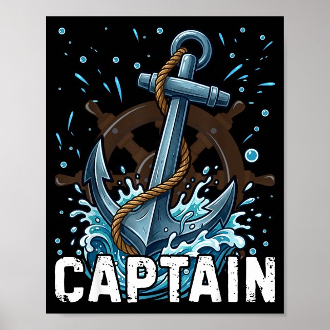 Boot ich bin der Kapitän Sommer nautischer Anker l Poster (Vorne)