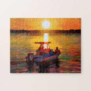 Boot in ein Hilton Head Sunset Jigsaw Puzzle