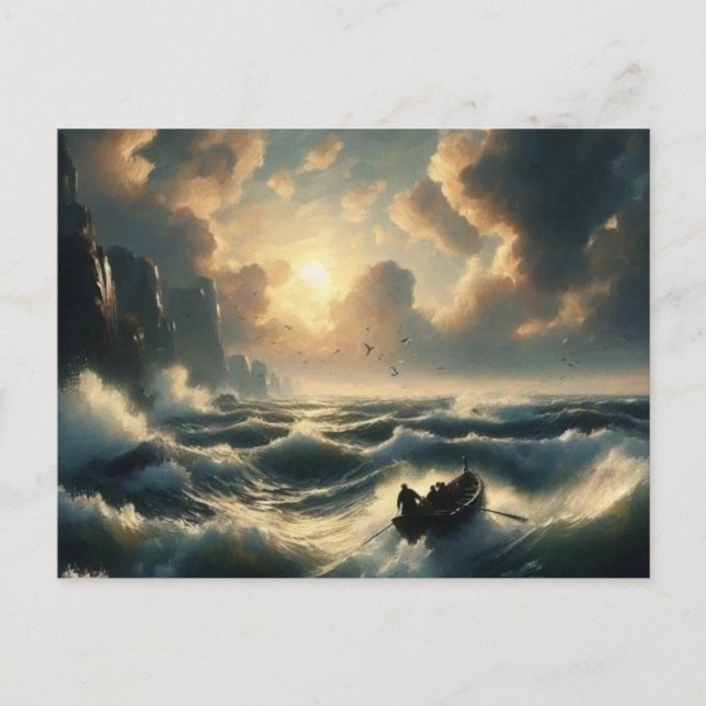 Boot in Rough Waters, Postkarte (Vorderseite)