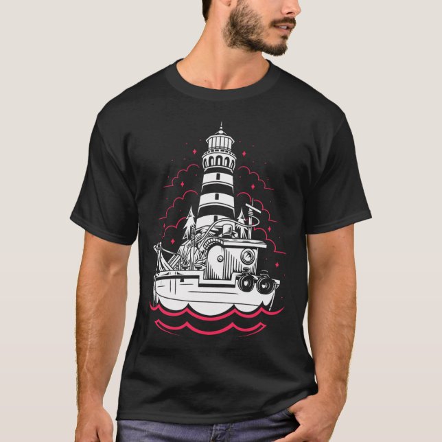 Boot & Leuchtturm T-Shirt (Vorderseite)