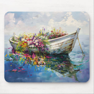 Boot mit farbenfrohen Wildblumen Mousepad