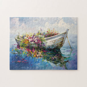 Boot mit farbenfrohen Wildblumen Puzzle