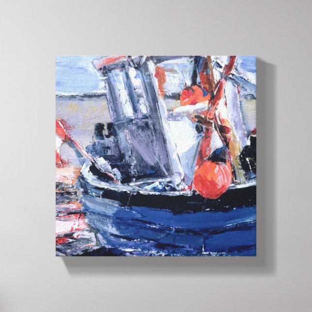 Boot mit Red Buoy Leinwanddruck (Vorderseite)