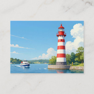 Boot nahe einem Leuchtturm Visitenkarte