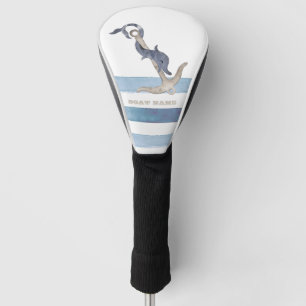 Boot Name, Anker Delfin Hellblaue Streifen Golf Headcover