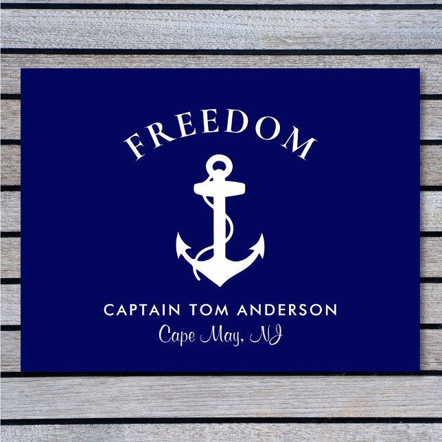 Boot Nautical Anchor Blue Captain Family Monogram Fußmatte (Von Creator hochgeladen)