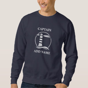 Boot oder Captain Name Nautical Lighthouse Navy Bl Sweatshirt