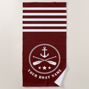 Boot oder Name Nautical Anchor & Oars Paddles Red Strandtuch