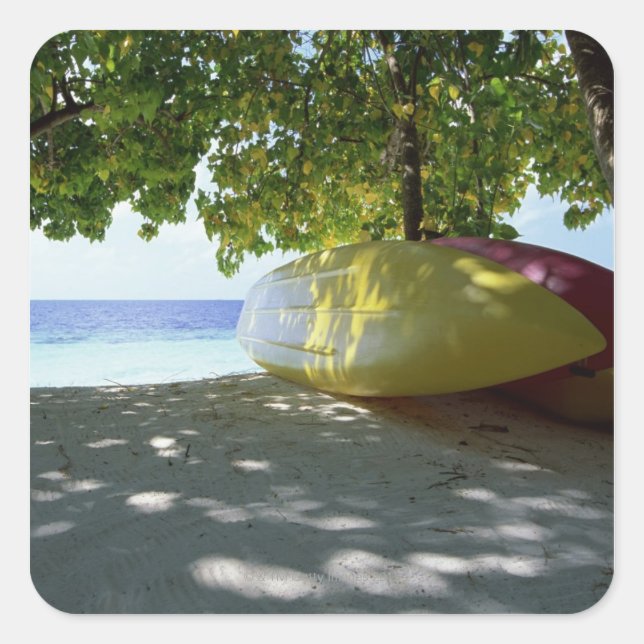 Boot Quadratischer Aufkleber (Vorderseite)