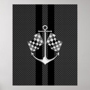 Boot-Racing-Nautik im Carbon Fibre-Stil Poster