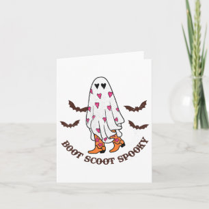Boot Scoot Spooky Cowboy Ghost Groovy Retro Hallow Karte