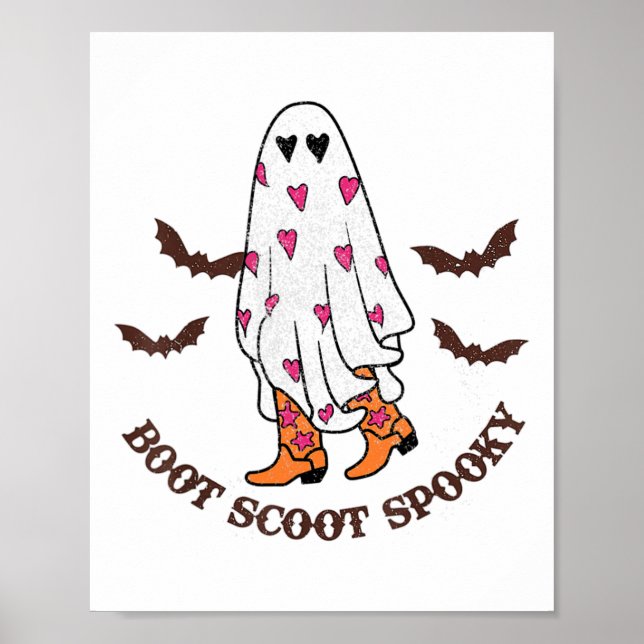 Boot Scoot Spooky Cowboy Ghost Groovy Retro Hallow Poster (Vorne)