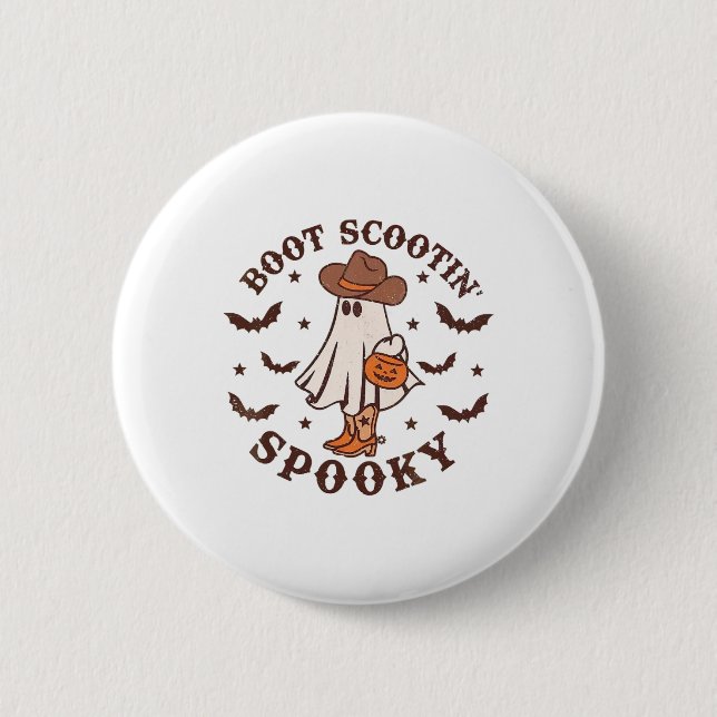 Boot Scoot Spooky Groovy Halloween Western Cowhide Button (Vorderseite)