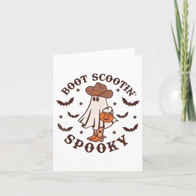 Boot Scoot Spooky Groovy Halloween Western Cowhide Karte (Vorderseite)