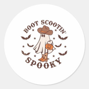 Boot Scoot Spooky Groovy Halloween Western Cowhide Runder Aufkleber