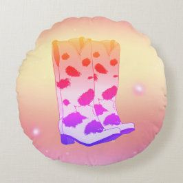 Boot Scoot Throw Pillow (Pink) Rundes Kissen